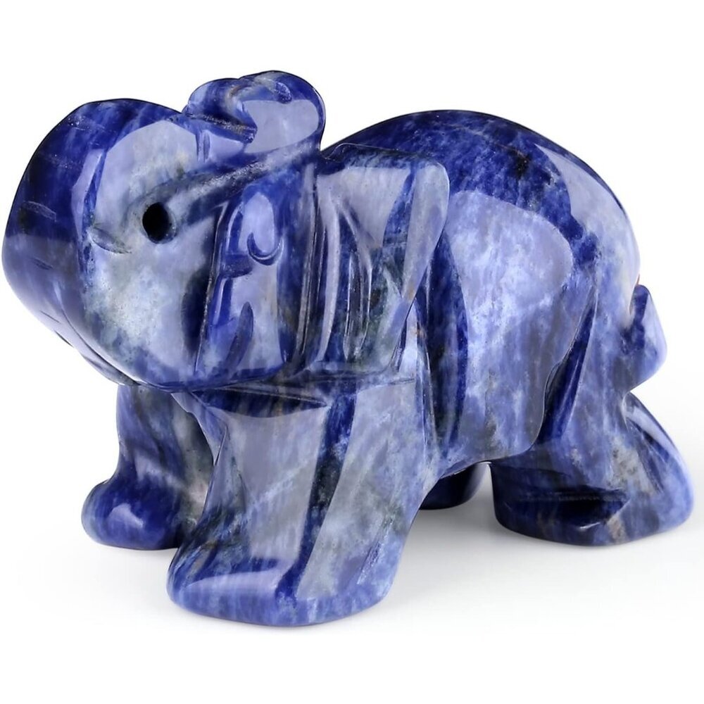 Crystals Elephant Décor Blue Sodalite Cute Desk Stones Statue Natural Gemstones